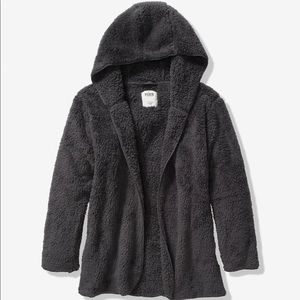 A sherpa black hooded cardigan